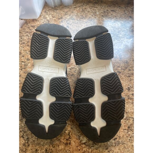 Steve Madden boys Vintage Style Sneakers Size 2 M Black/White/Brown Mesh & Synth - Picture 7 of 12